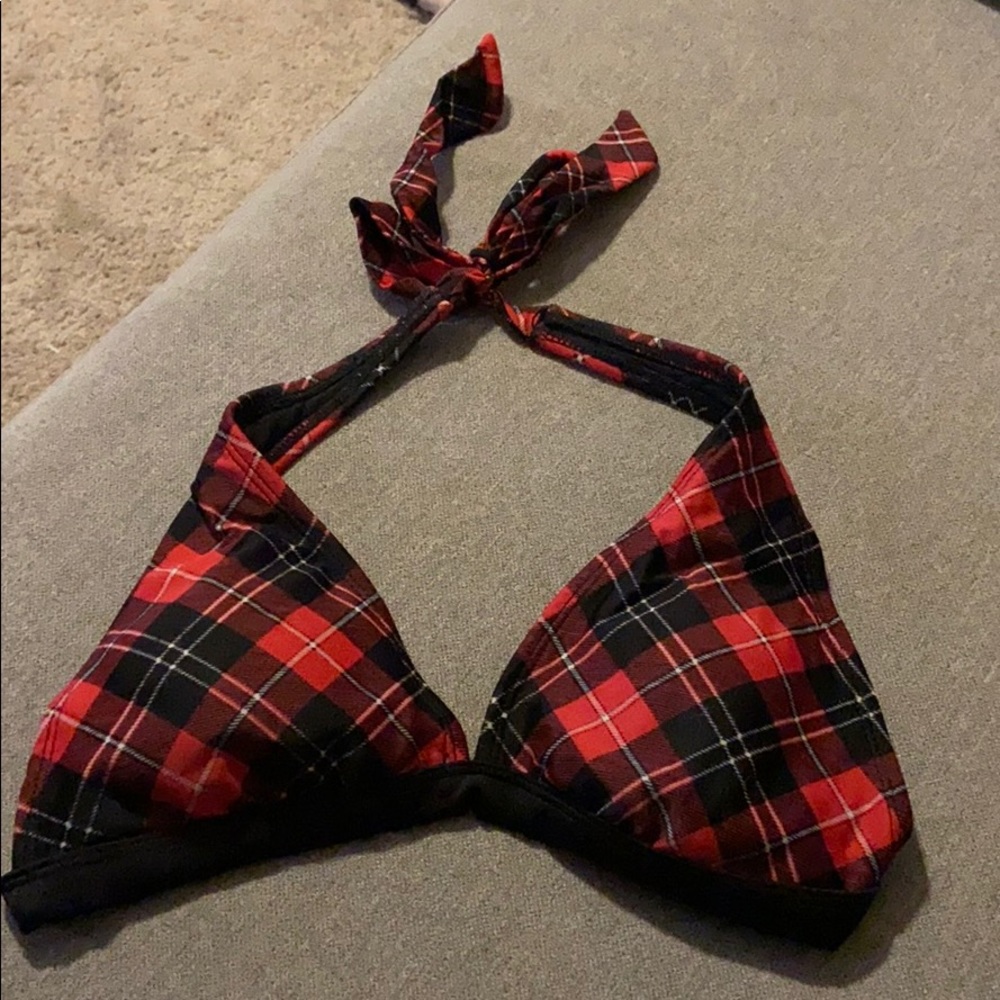 Plaid swim top